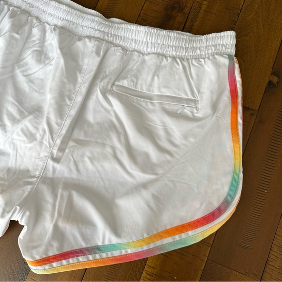 CHAMPION Varsity Shorts White Rainbow Stripe Moisture Wick Odor Control NEW sz M - Picture 5 of 12
